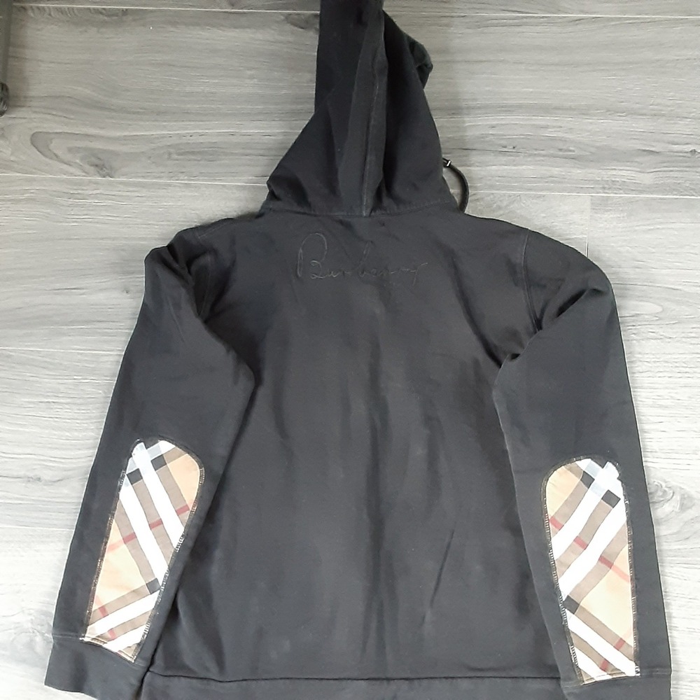 Burberry London Nova Check Zip Up Hoodie Elbow Patch Embroidered Logo RARE  Sz L - Picture 2 of 16